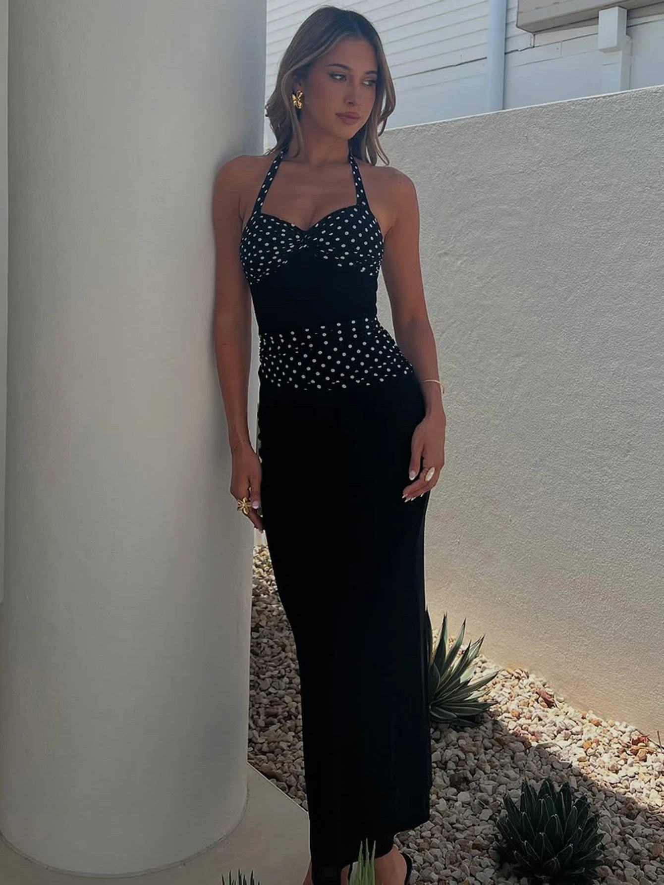 Vestido Largo a Lunares
