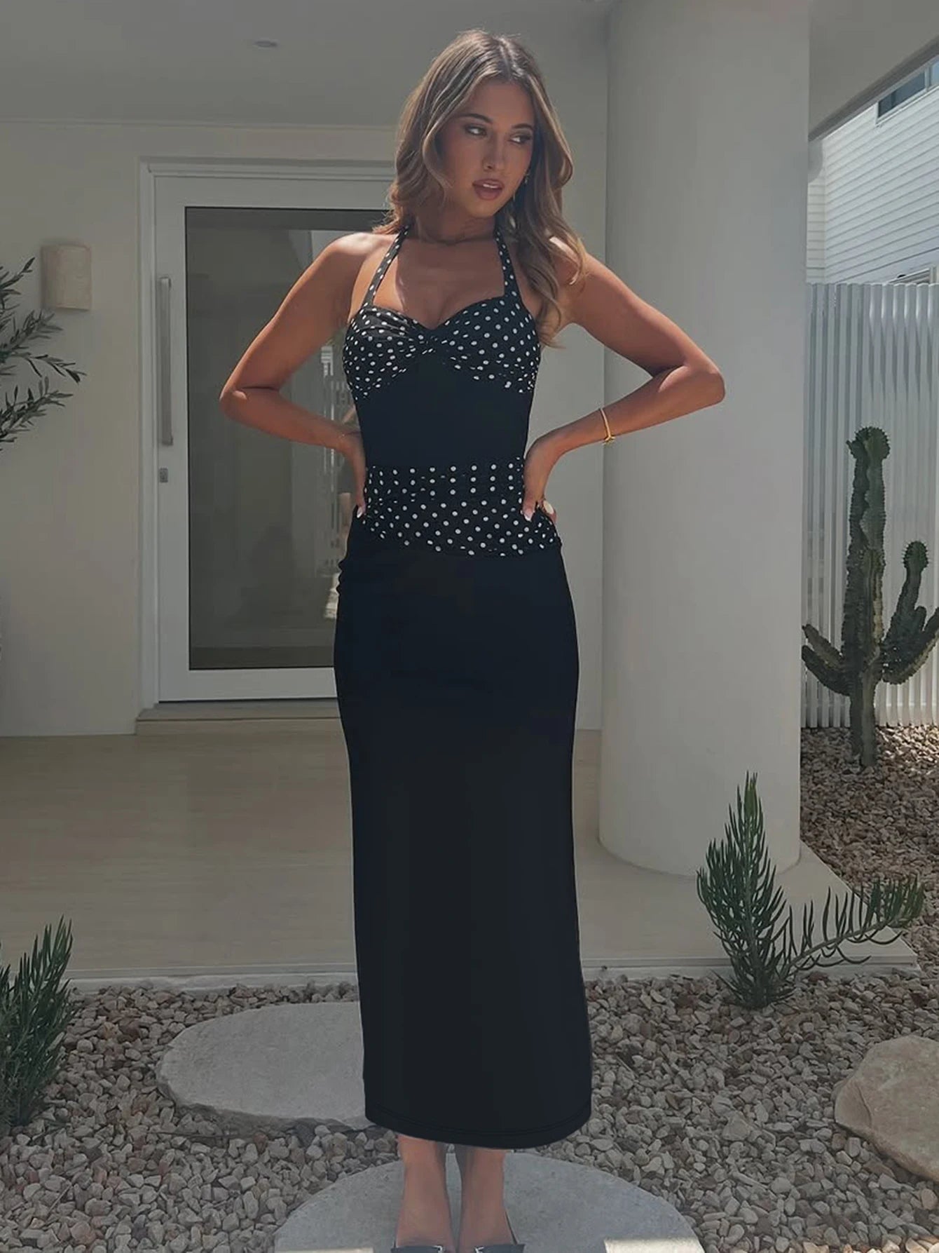 Vestido Largo a Lunares