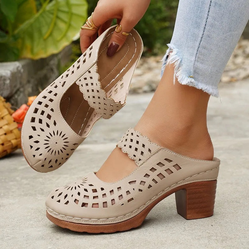 Sandalias con Taco Azul