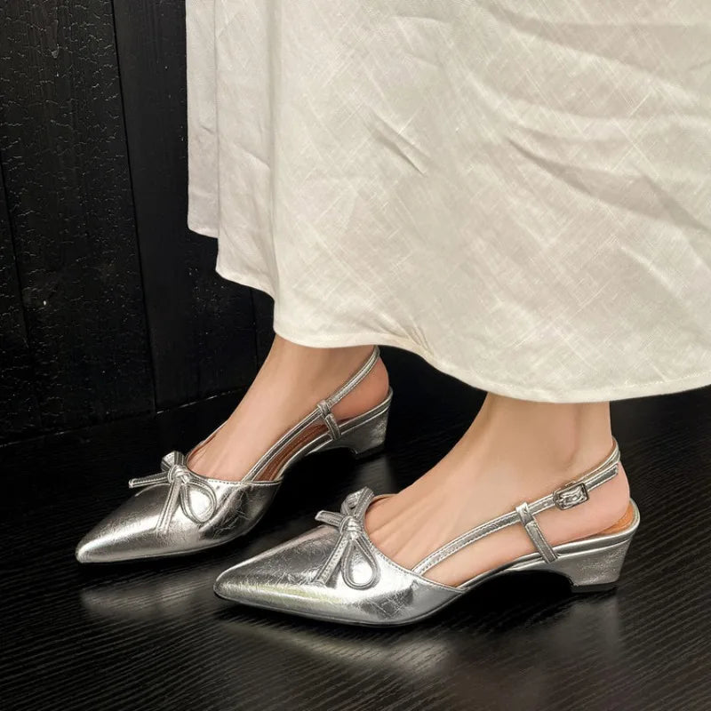 Sandalias con Taco Plateado